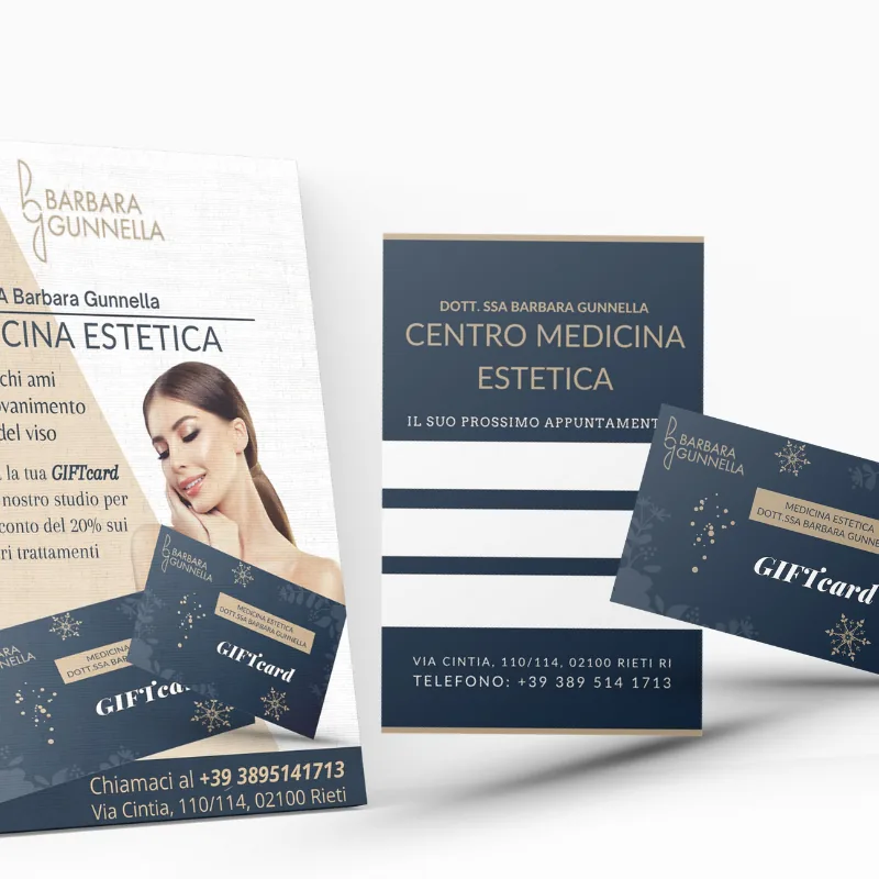 Volantino, biglietto appuntamenti e gift card del centro Barbara Gunnella
